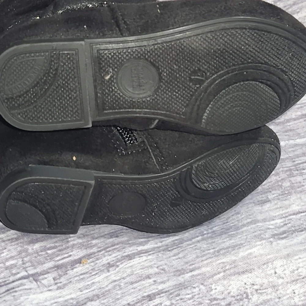 Wonder Nation Black Slouch Boots Glitter Bow Toddler Girls Size 7‎